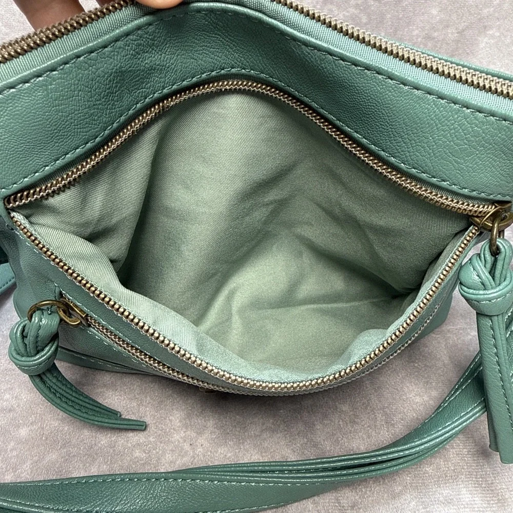 Stone Mountain USA Teal Real‎ Leather Crossbody Bag EUC